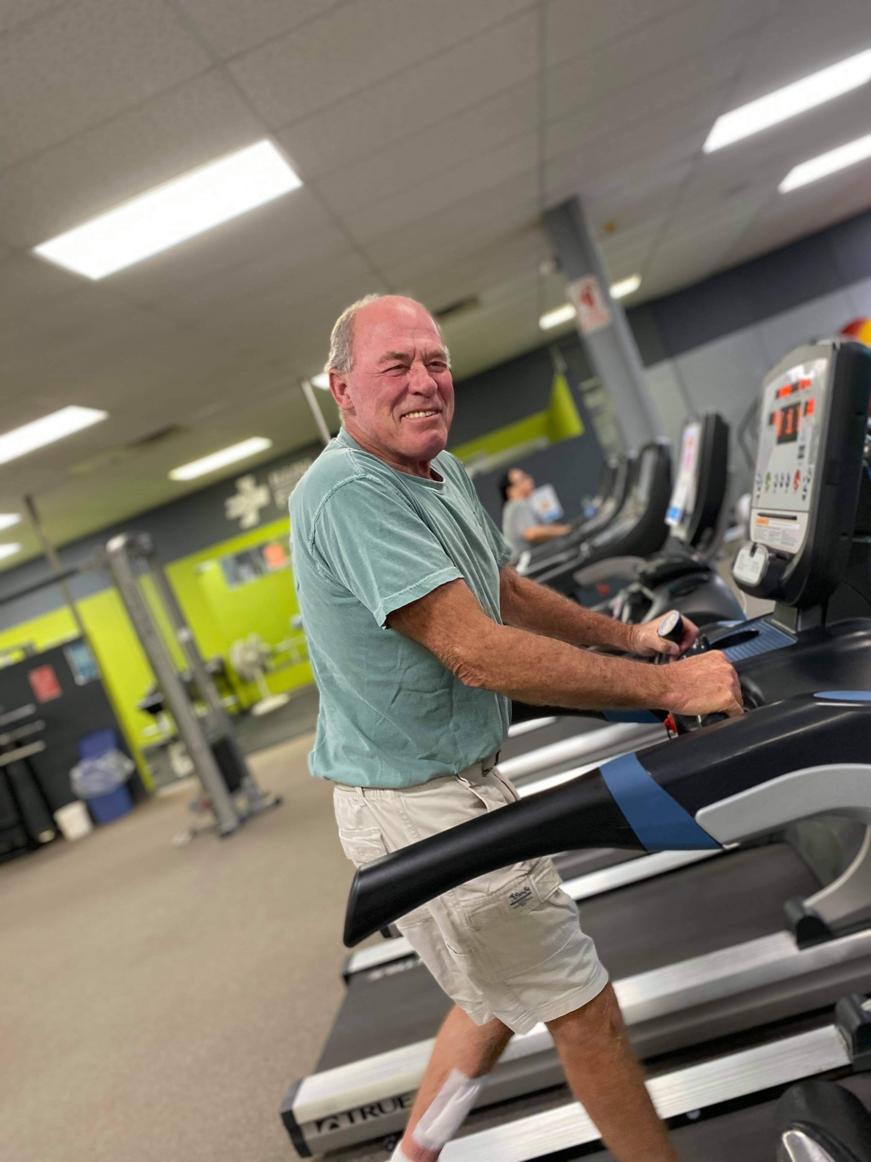 Man walking on treadmill