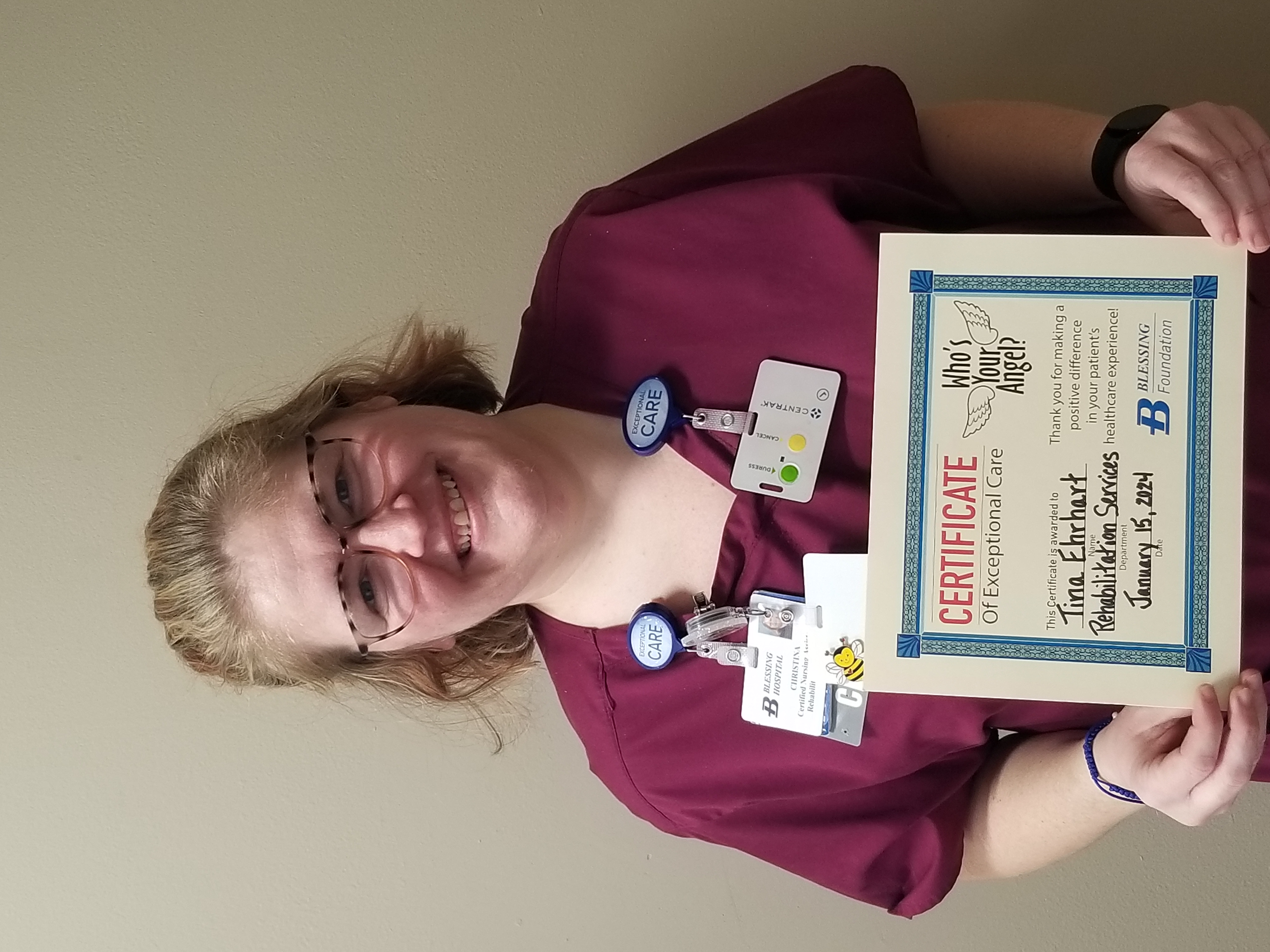 Tina Ehrhart, Blessing CNA
