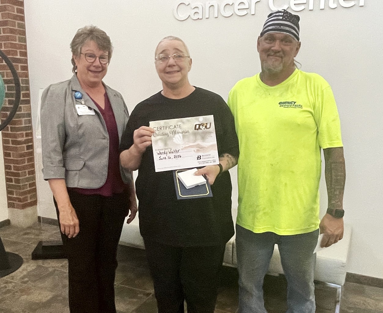 To celebrate the conclusion of her treatment for Non-Hodgkin Lymphoma, Blessing Cancer Center patient Wendy Walker will soon be taking a trip to Lake of the Ozarks to see a special friend.