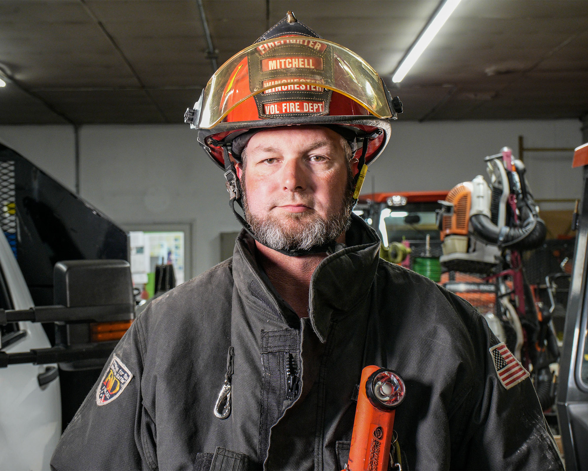 Stacey Mitchell in his firefighter's gear