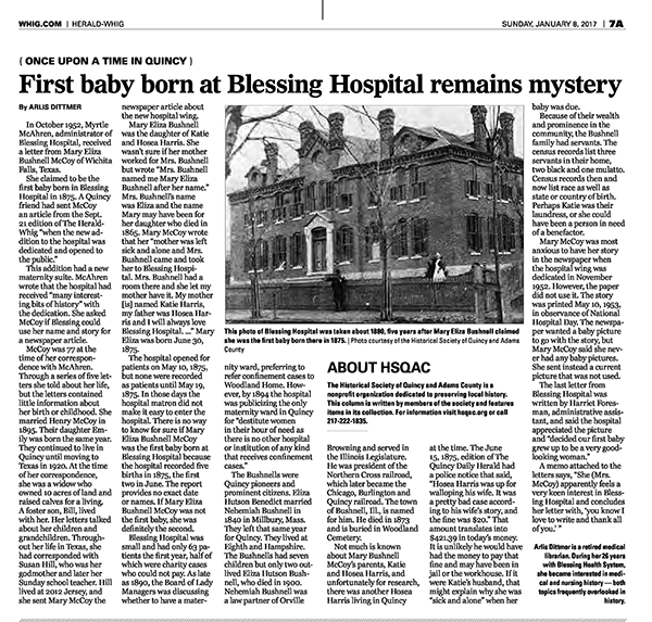 150 Years - First baby born at Blessing Hospital remains mystery