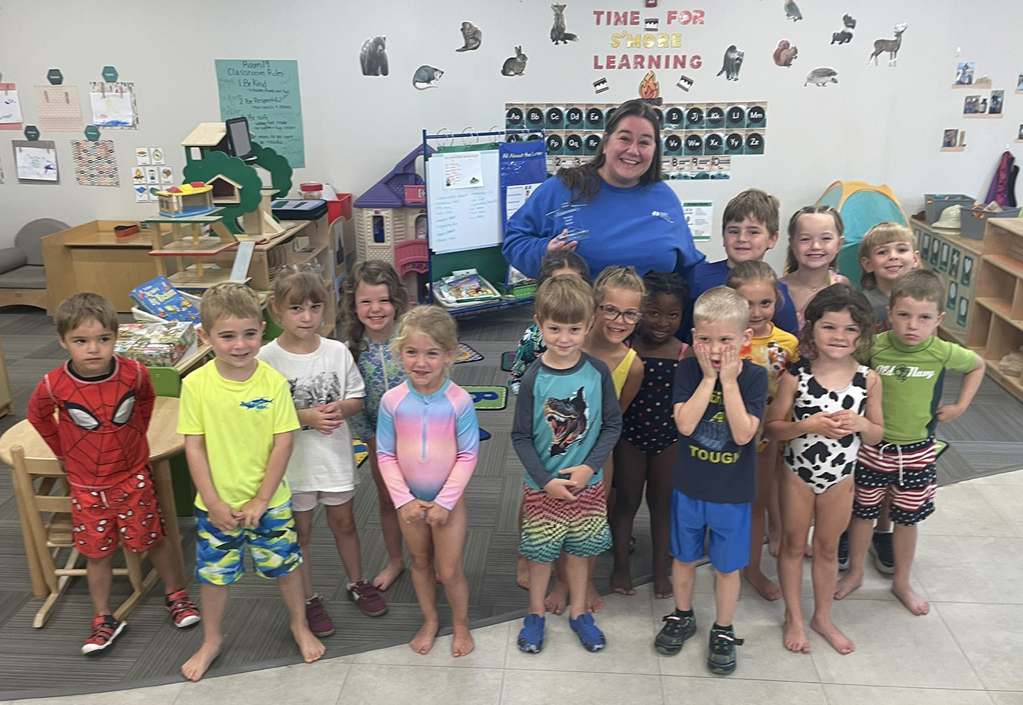 Meagan Goodwin with students at the Blessing Early Learning Center
