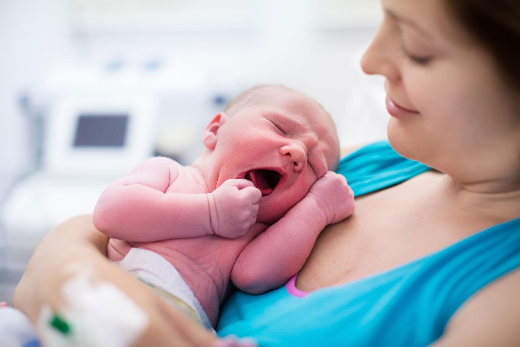Mom holding baby